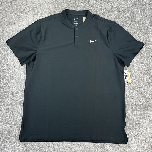 Nike Polo Shirt Mens XL Black DriFIT Golf FJ7035-010 Athletic Performance Henley - Picture 1 of 9